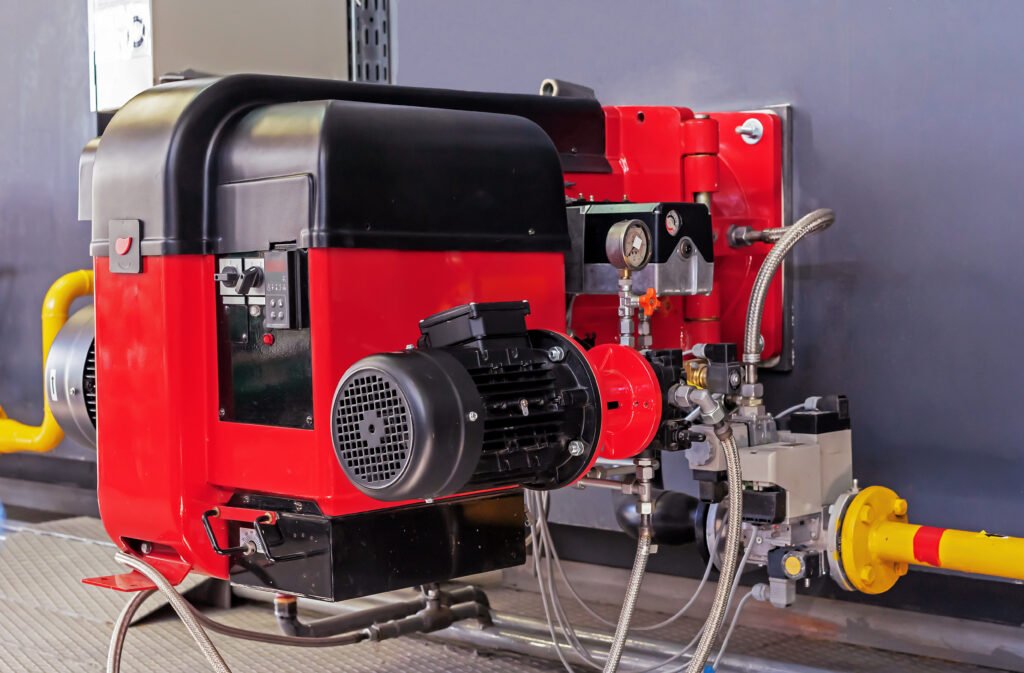 Gas equipment at the modern boiler room.