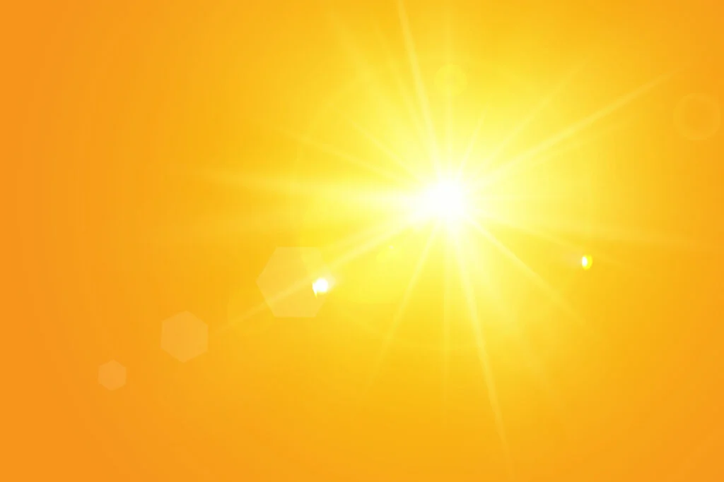 Warm sun on a yellow background.
