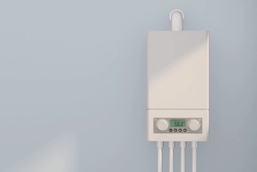 Boiler gas heater water on wall.